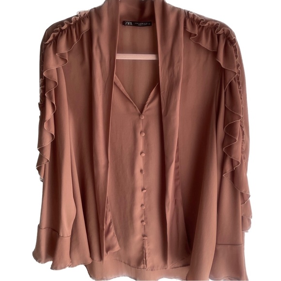 ZARA Ruffled Flowy Blouse - Picture 6 of 8